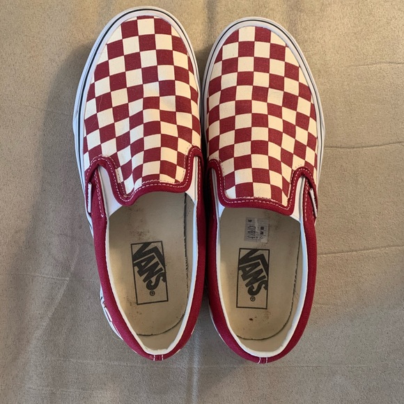 dark red checkered vans